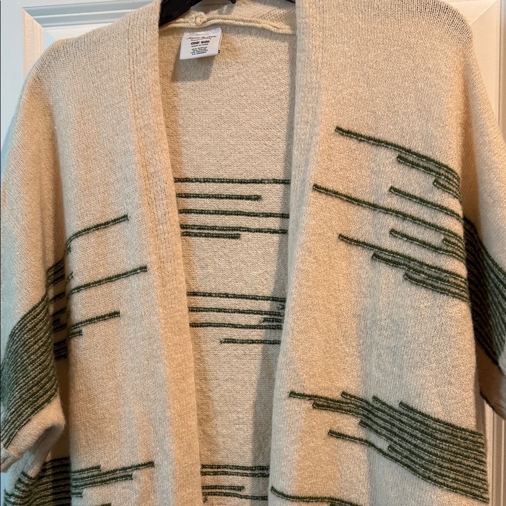 Anna & Ava Cream Cardigan with Green Stripes